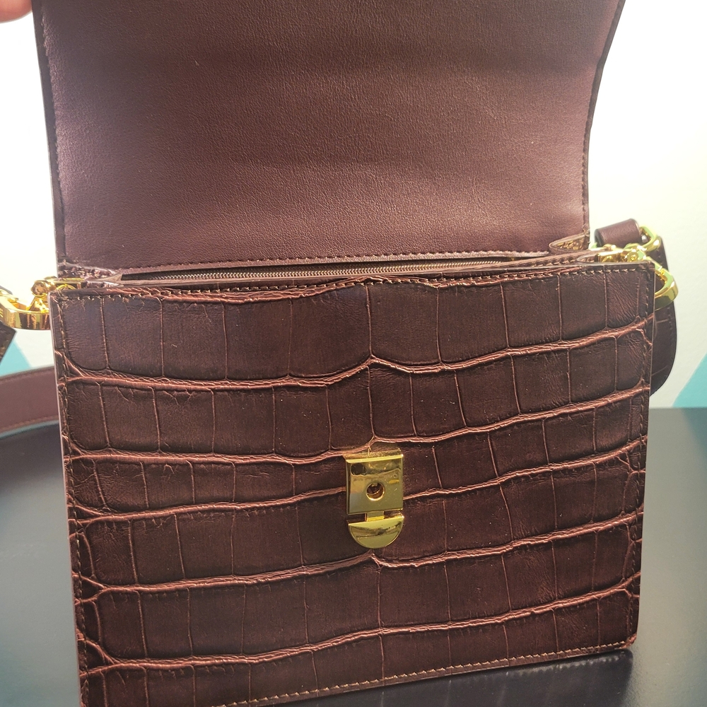 JW PEI Crocodile Embossed Dark Purple/Mauve Crossbody Bag - Picture 6 of 6